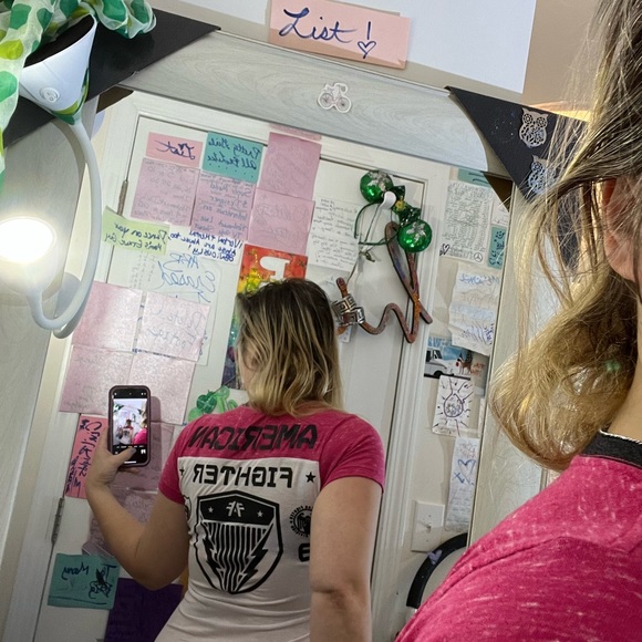 COPY - AMERICAN FIGHTER M MEDIUM T SHIRT BLACK WHITE HOT PINK 781 - Picture 13 of 15